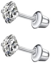 Aramat Jewels | Oorbellen | Stalen kinderoorbellen - 3mm zirkonia oorknopjes - schroefsluiting | | | |3mm | Staal | Kinderen, Volwassenen | Verkleurd niet