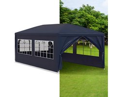 Partytent opvouwbaar - Paviljoen - 3x6 m - Easy up - Waterdicht - Met Zijwanden - Weerbestendig - Blauw