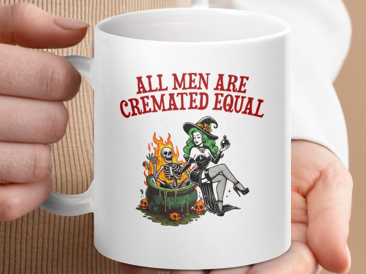 Mok Heks Ketel Skelet Halloween mok, Grappige spreuk Mok, Crematie gelijkheid koffiemok, U