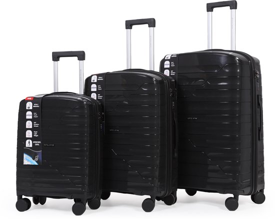 Royal Swiss® 3-Delige Kofferset – Zwart – Reiskoffers 20/24/28 inch – Lichtgewicht & Stevig – Met TSA Slot