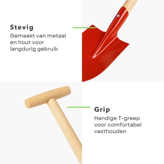 Cheqo® Metalen Schep - Houten Steel - Tuin Gereedschap - Willekeurige Kleur - Stevige Schep - Lange Steel - Tuinwerkzaamheden - Schep Voor Tuin - Duurzame Materialen - Multifunctionele Schep van Merkloos	 — afbeelding 5