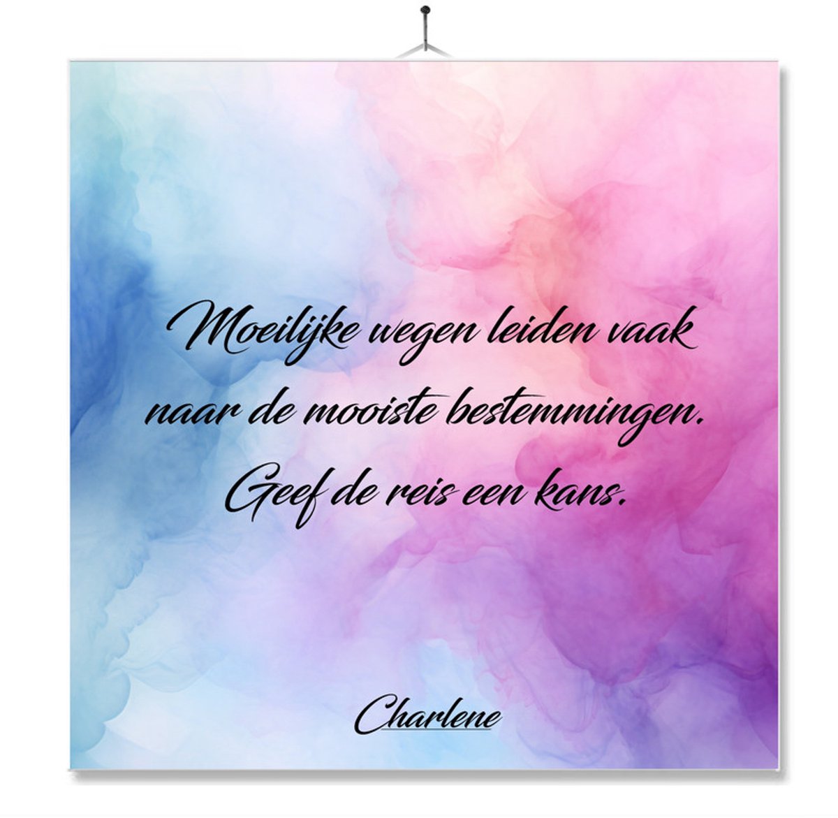 Tegel Met Opdruk | Moeilijke Wegen | Cadeau | Inclusief Geschenkdoos | Standaard | Ophangsysteem