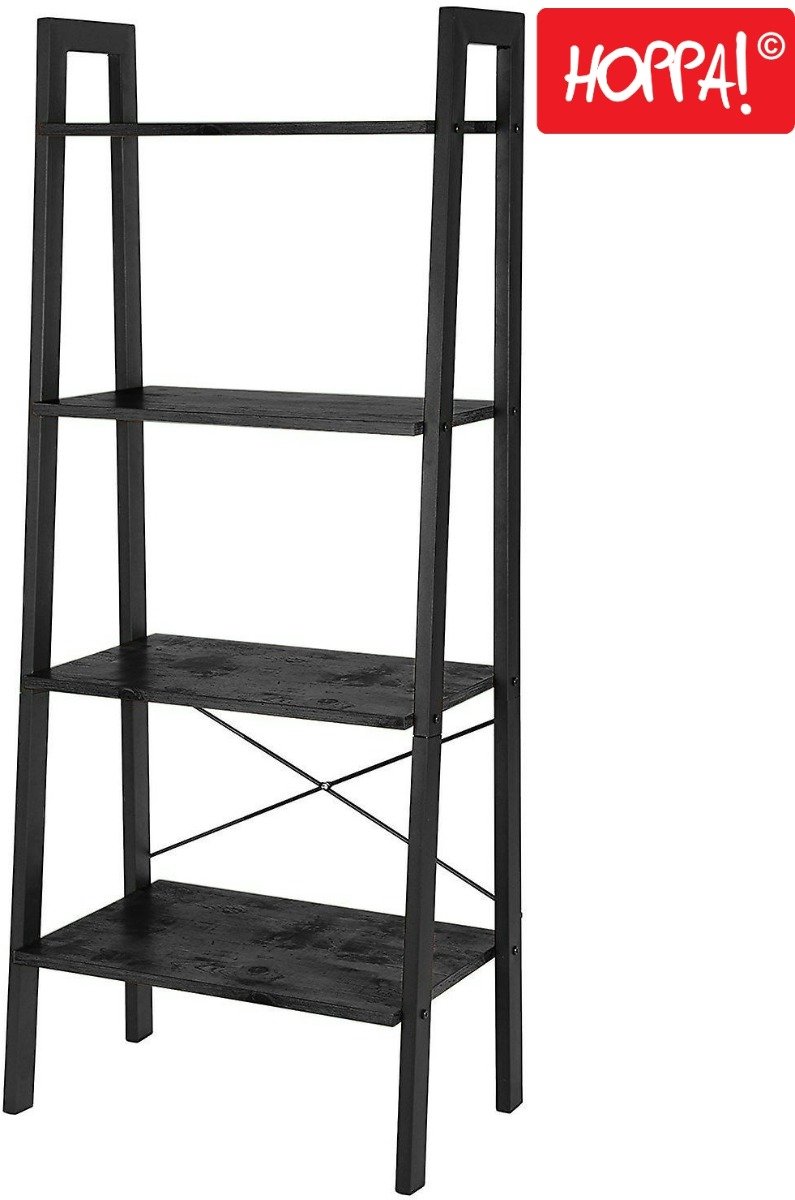 Hoppa! | Industriële Wandkast | Zwart | Metaal/Zwart | 56 x 34 x 137,5 cm (B x D x H)