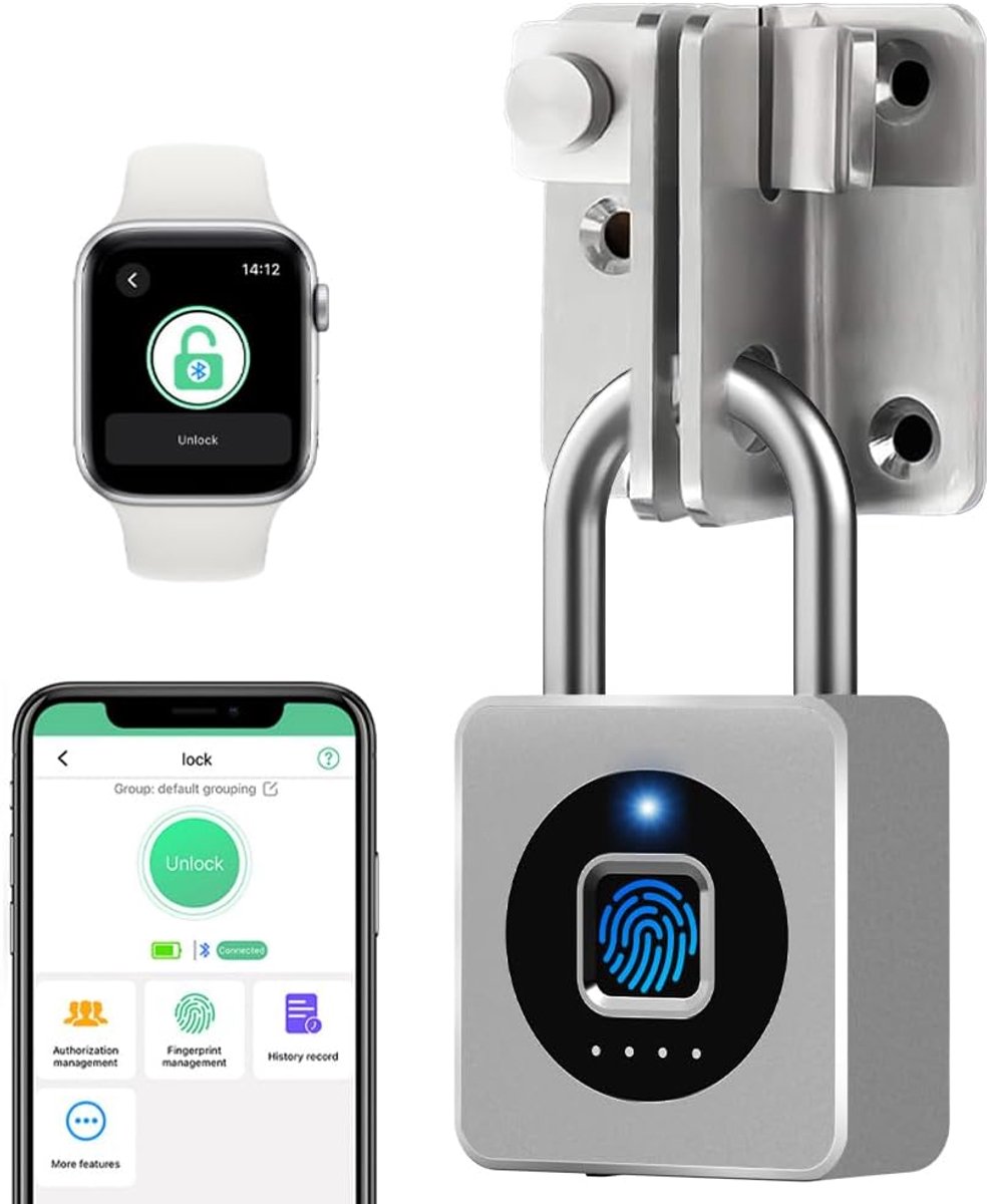 Slim Biometrisch Slot voor Sportkluisjes - Vingerafdruk en App Ontgrendeling, Waterdicht en Sleutelloos