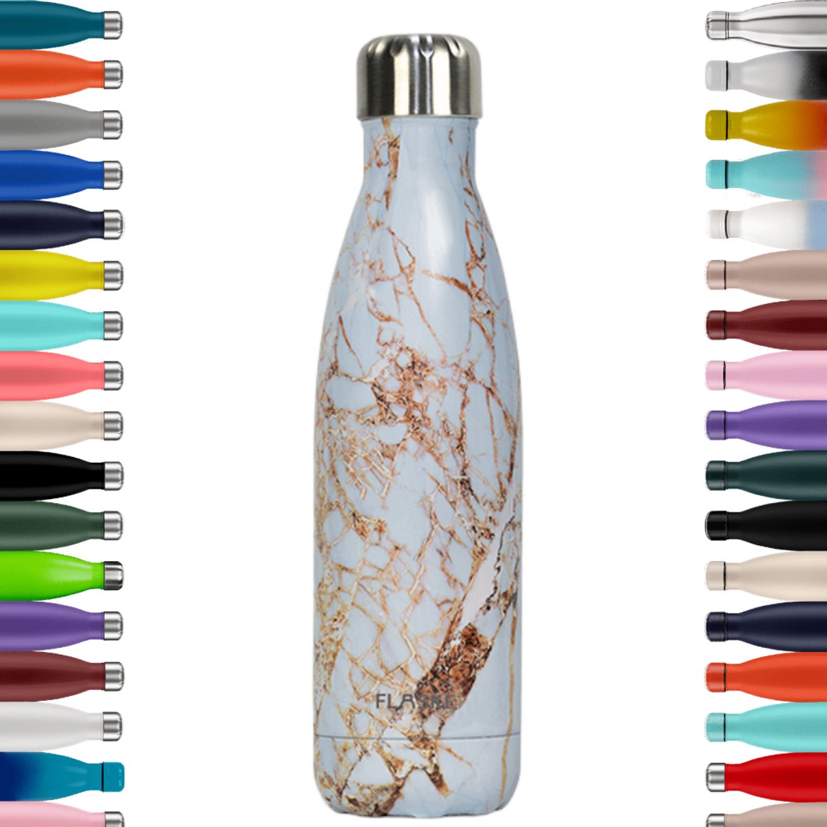 FLASKE Original 500ML - Marble Shine - RVS Drinkfles van 500ML - Geschikt als waterfles, thermosfles en thermoskan