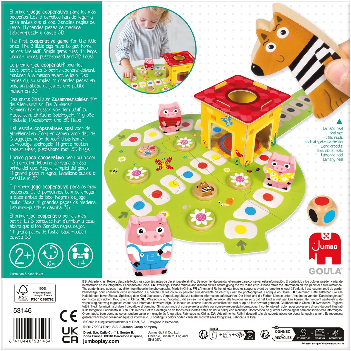 Jumbo - Goula - Drie Kleine Biggetjes - Kinderspel - Bordspel kinderen vanaf 2 jaar - Speelgoed — afbeelding 8