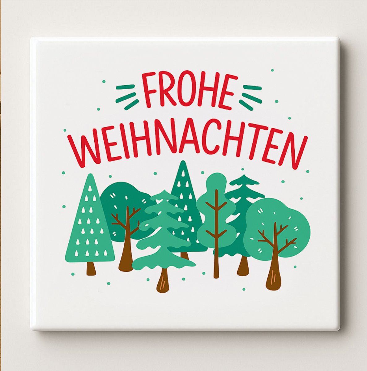 Nevolis Frohe Weihnachten Tegel 15x15cm – Vrolijk Kerstmis Duitse Citaat Keramische Wandtegel, Feestelijke Kerstdecoratie of Cadeau voor Kerstliefhebbers Multi Color