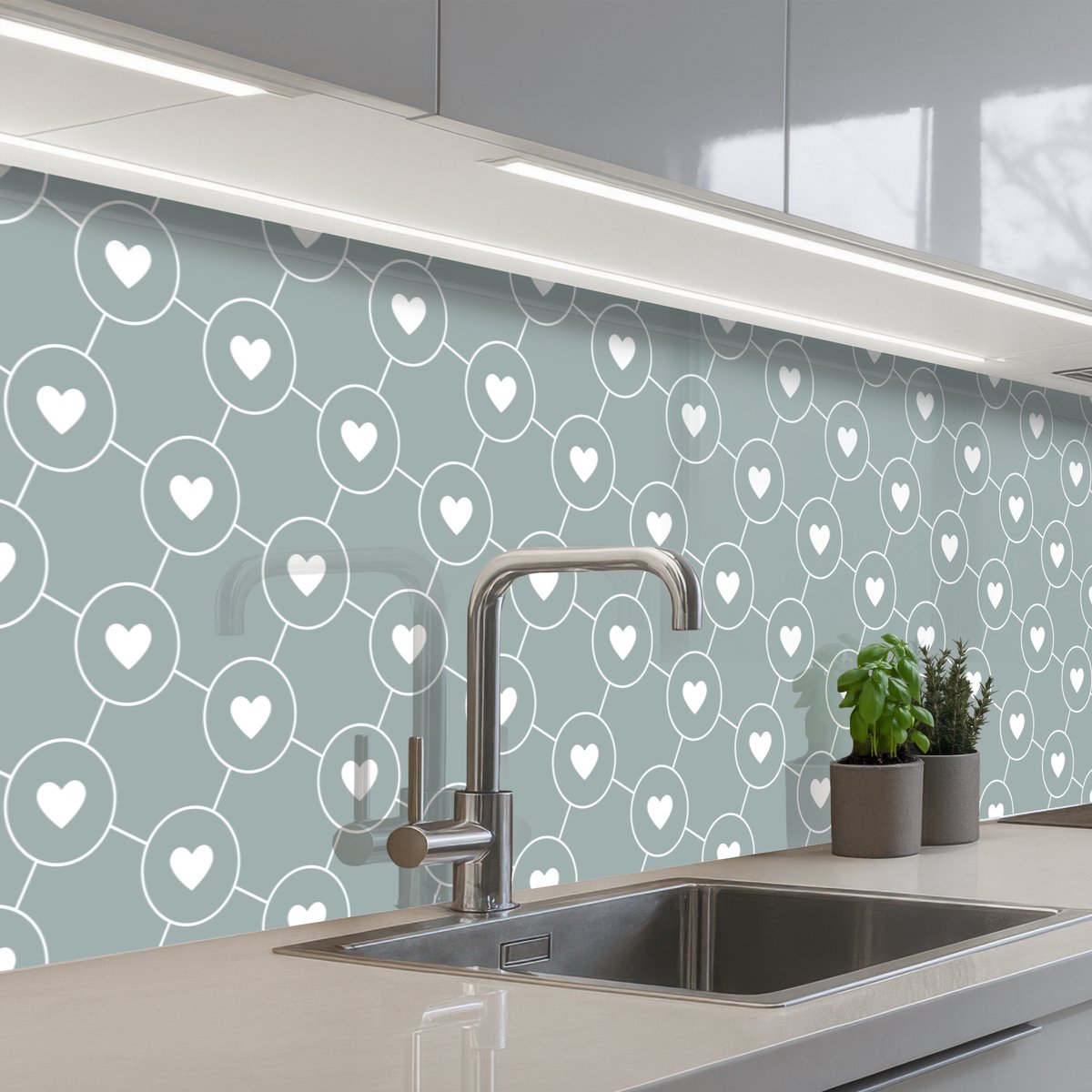 Keuken achterwand 200x80 cm - Spatscherm zelfklevend Design - Geometrie - Patroon - Hart - Muurbeschermer - Spatwand fornuis