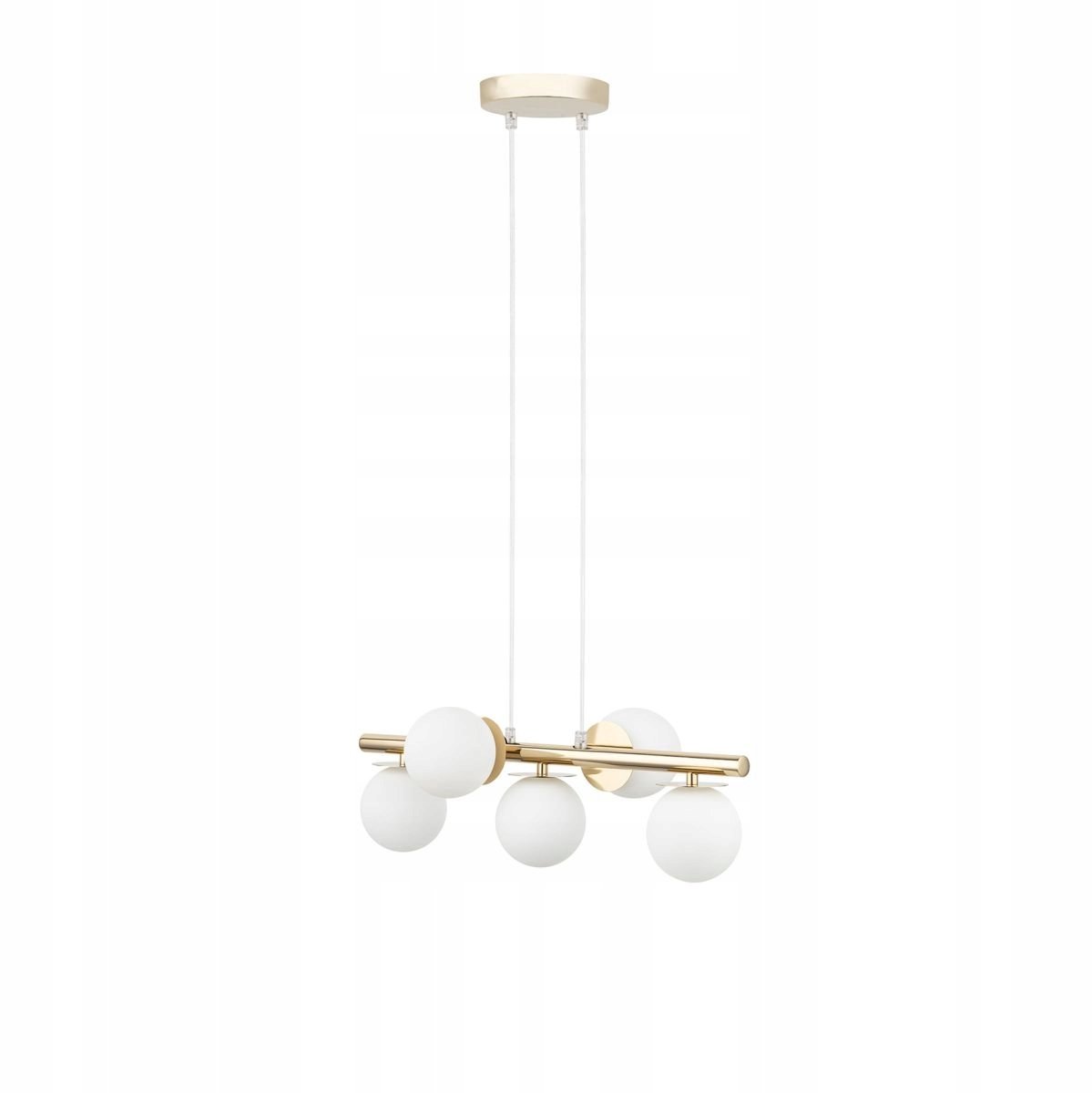 Gouden hanglamp AVOLA 5 met melkglazen kap - Sigma Verlichting