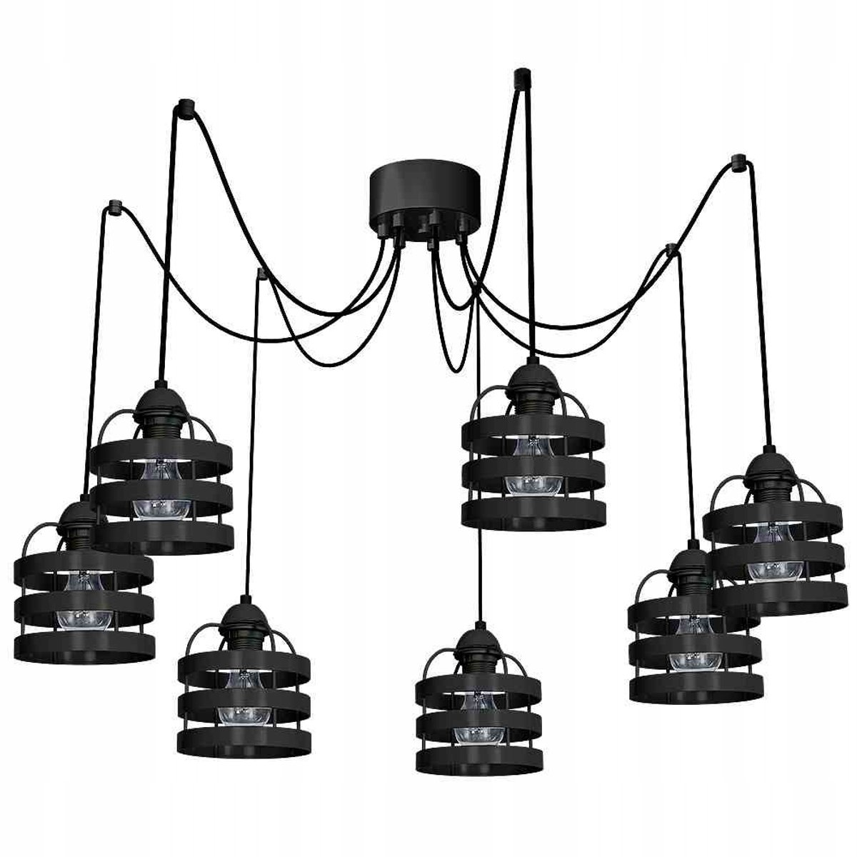 LARS BLACK hanglamp 7x E27 metaal zwart - 90cm verstelbaar