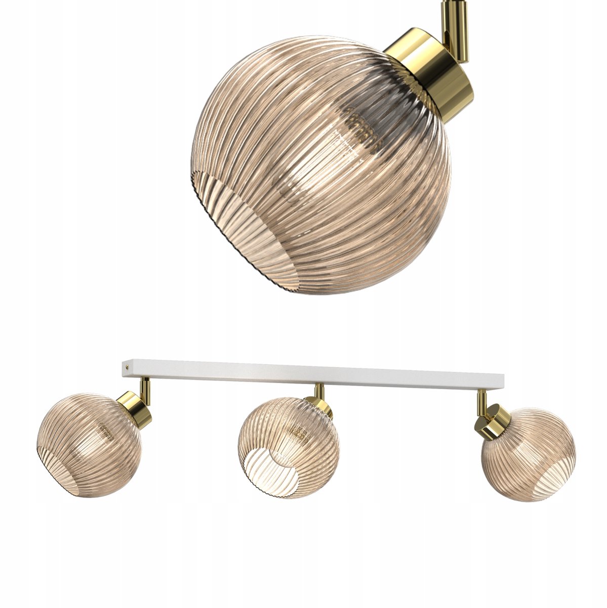 Plafond Lamp Glas Amber Streep E27 3-Lichts - Nederlands Product