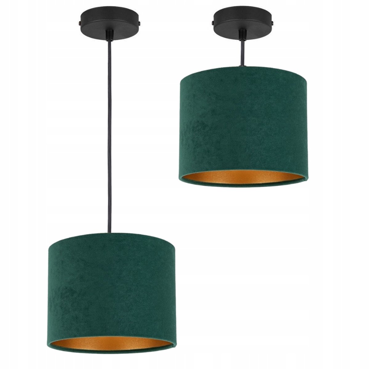 Gouden Velours Plafondlamp met Cilinder Lampenkap - Stijlvolle Verlichting