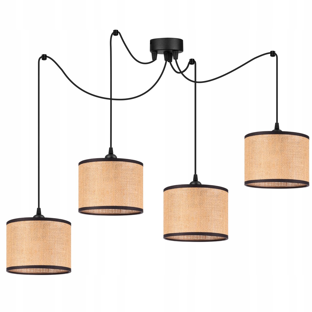 Hanglamp Pająk Jute Beige Zwart - 4xE27