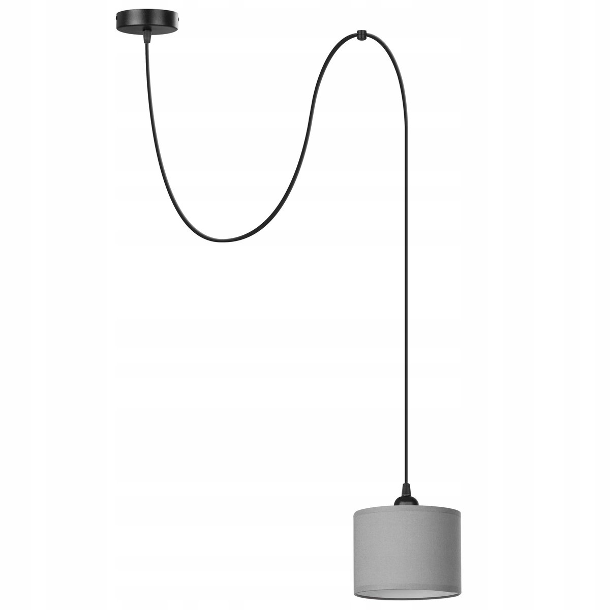 Hanglamp PAJĄK eenvoudig GRIJS met stoffen kap - Modern Loft Design