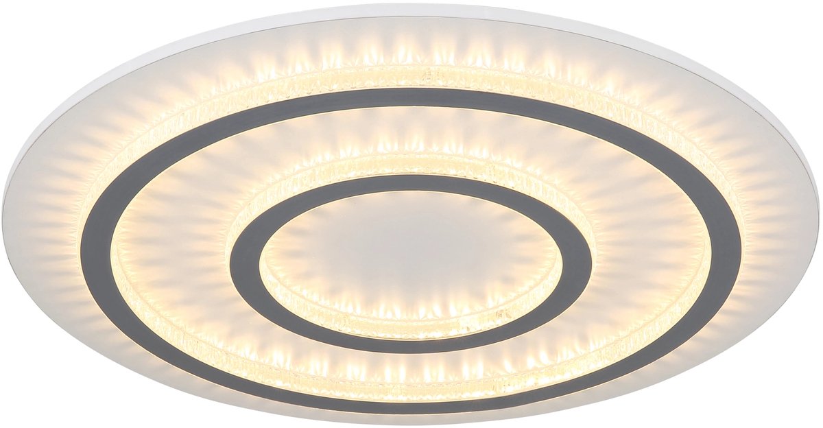 Globo LED plafondlamp dimbaar met afstandsbediening kristallen wit woonkamerlamp, kleurverandering, 60W 2100lm warm wit-koud wit, D 55 x 6 cm