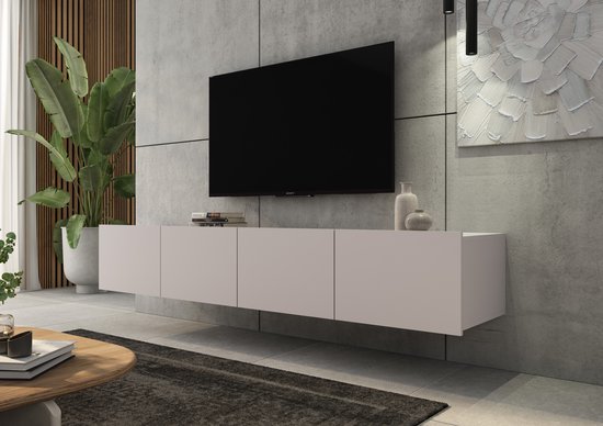Promeubels - Tv meubel Cosenza - Beige - 200cm (2x 100cm) - Tv kast - Hangend of staand