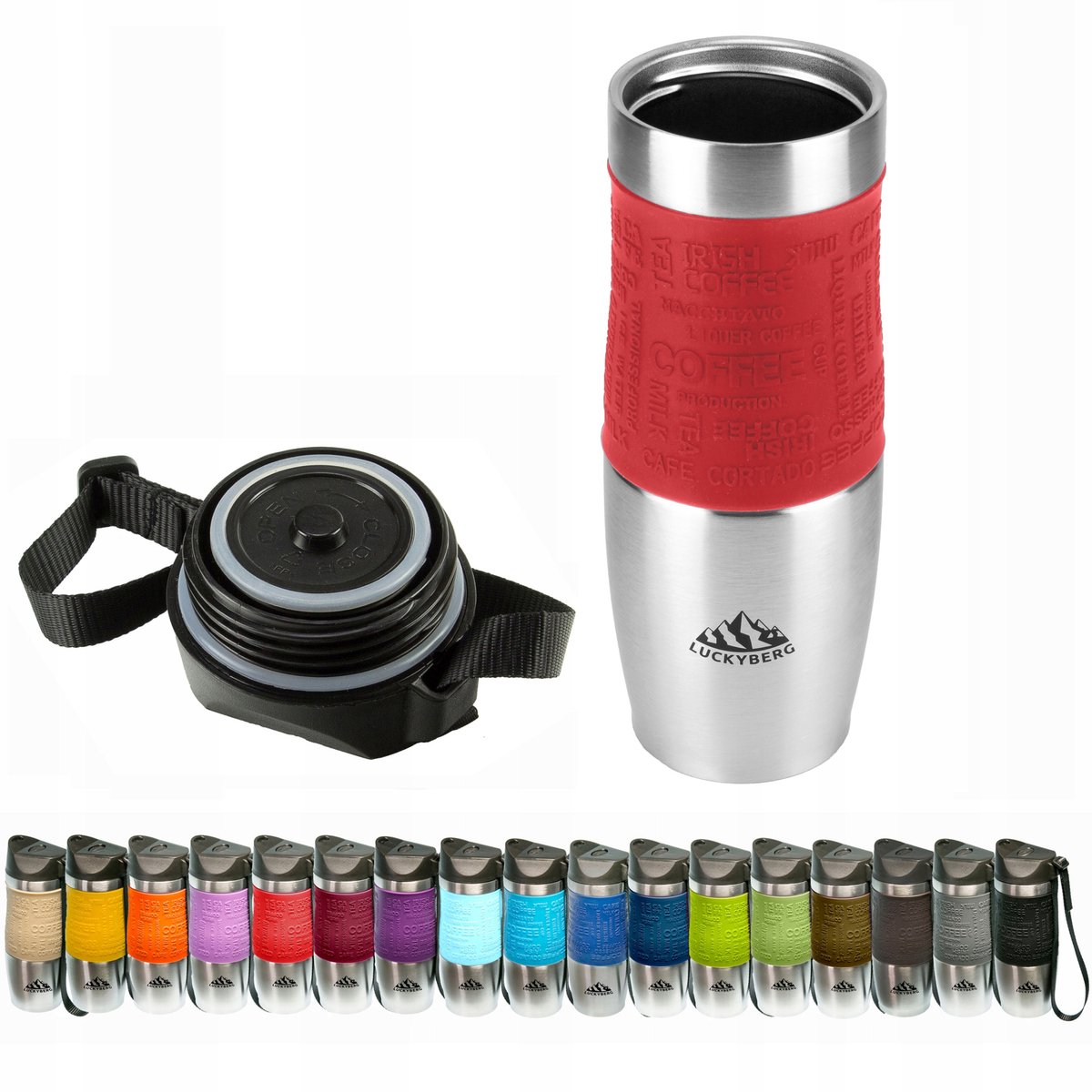 Luckyberg Thermosbeker Rood 480ml - RVS, Warm/Koud 6/8u
