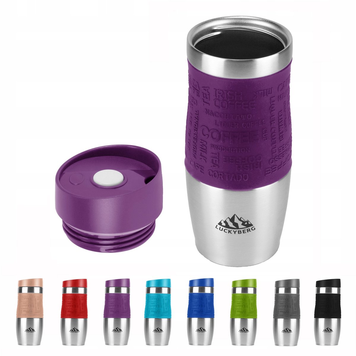 Luckyberg Thermosbeker 400 ml roestvrij staal - Houdt maximaal 6 uur warm