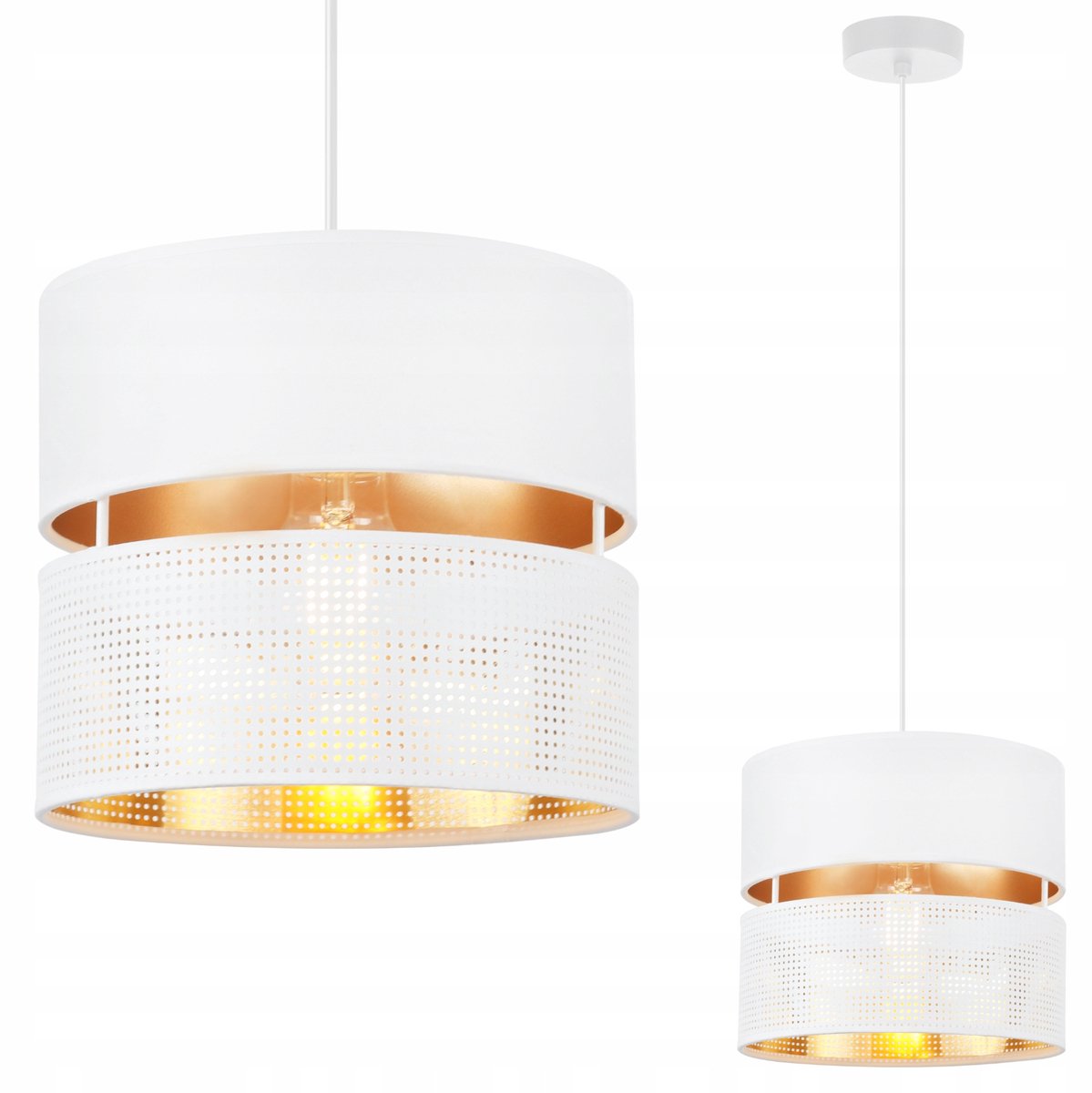 Hanglamp Glamour Wit Goud 20cm - Stijlvolle Plafondlamp
