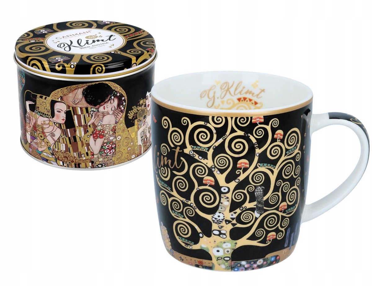 Carmani Porseleinen Mok Gustav Klimt "Levensboom" 380 ml in Blik