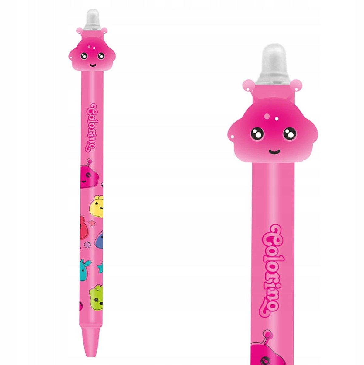 Colorino Jelly Heads Automaat Pen Roze - Uitwisbaar, Blauwe Inkt