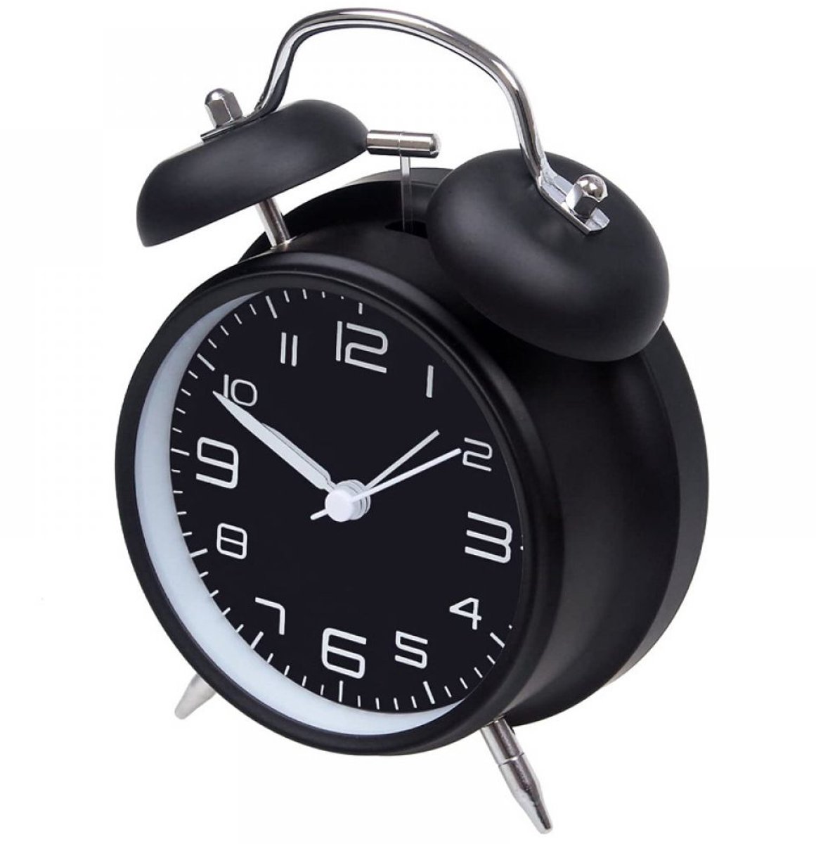 longziming -Dubbele Klokwekker met Nachtlicht – Extra Luide Alarm met 4 Inch Wijzerplaat – Stille Analoge Wekker zonder Tikken – Batterij Aangedreven Retro Design (Zwart)