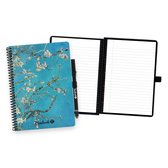 Carnet effaçable Bambook Dutch Masters - Van Gogh - Amandier en fleurs - A5 - Pages lignées - Carnet tableau blanc durable et réutilisable - Avec 1 marqueur gratuit