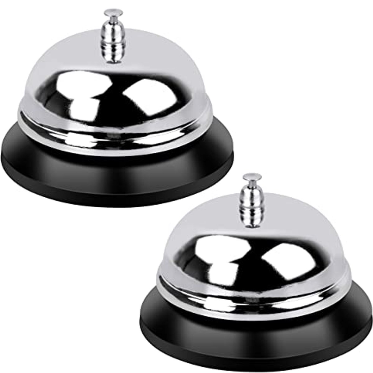 Receptiebellen Set van 2 - Roestvrij Staal Tafelbel met Helder Geluid voor Keuken, Restaurant, Hotel en Huishouden