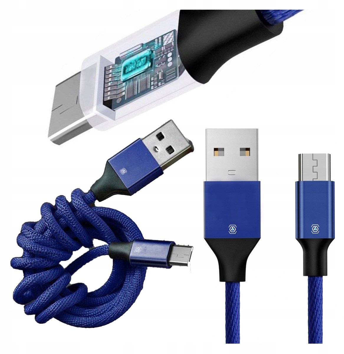 Versterkte Micro USB Kabel 1.8m Blauw - Snel Laden