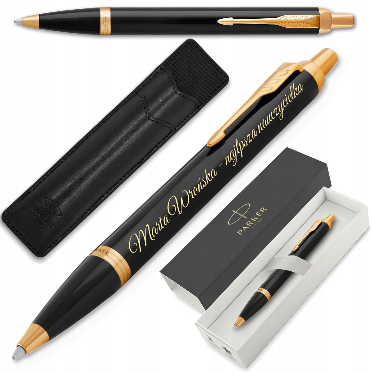 Parker IM Zwart Verguld Pen met Gravure & Luxe Geschenkdoos