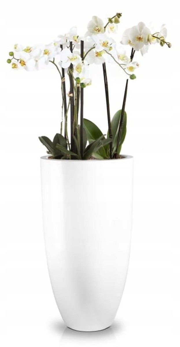 Grote Witte Glasvezel Plantenback met Plank - 62 cm