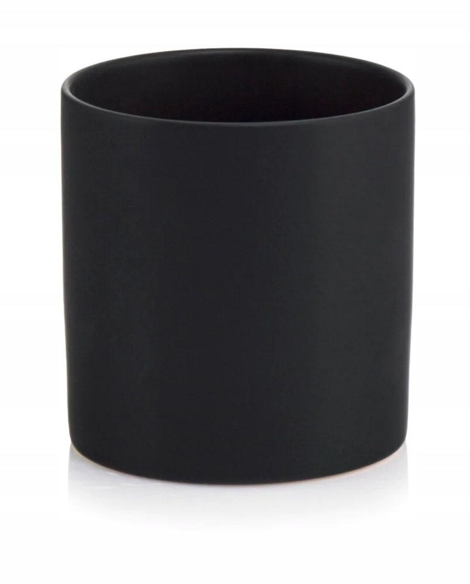 Zwart Keramieken Pottenhouder Cilinder 13 cm Mat