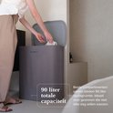 Grijze Jubbly wasmand met deksel, 90 liter capaciteit