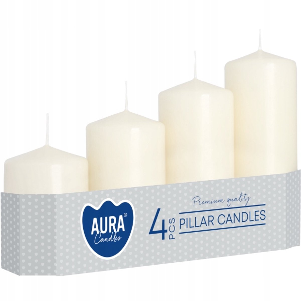 Aura Trappijlerkaarsen Ecru 4st - 7-13cm Hoogte