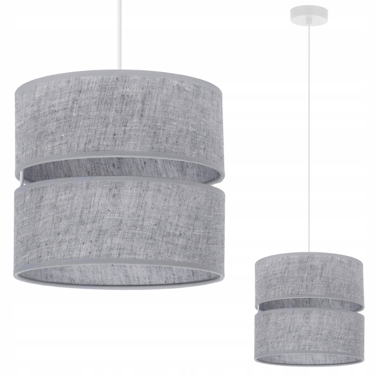Grijze Boho Hanglamp met Linnen Kap - Slaapkamer, Salon