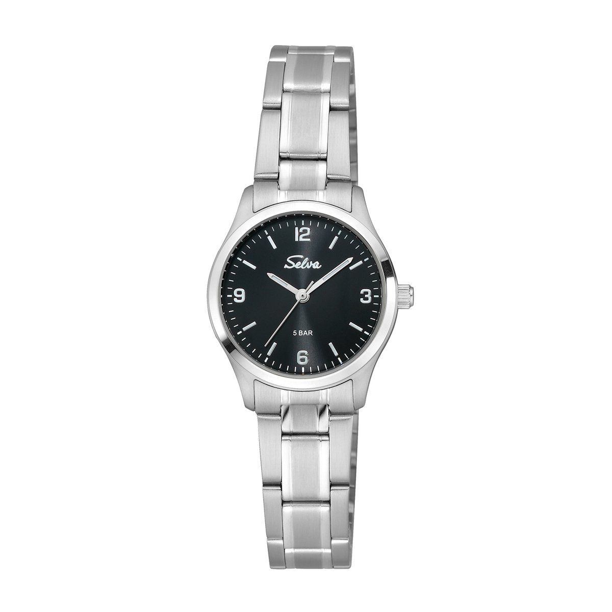 SELVA dames polshorloge, quartz, index en cijfers, roestvrijstalen kast, roestvrijstalen band, vouwsluiting, 5 bar