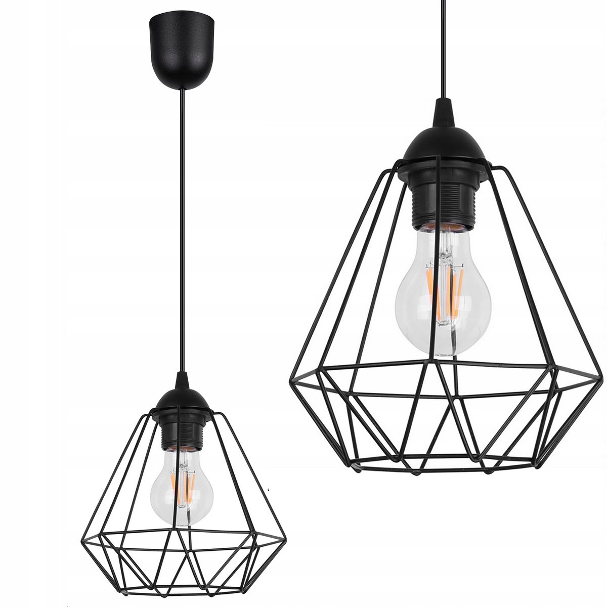 Loft Hanglamp E27 Zwart Metaal - Verstelbare Hoogte