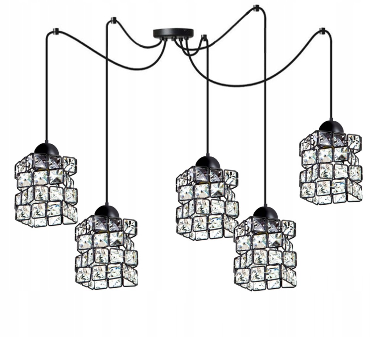 SPELL Hanglamp Zwart Kristal 5x E27 200 LED