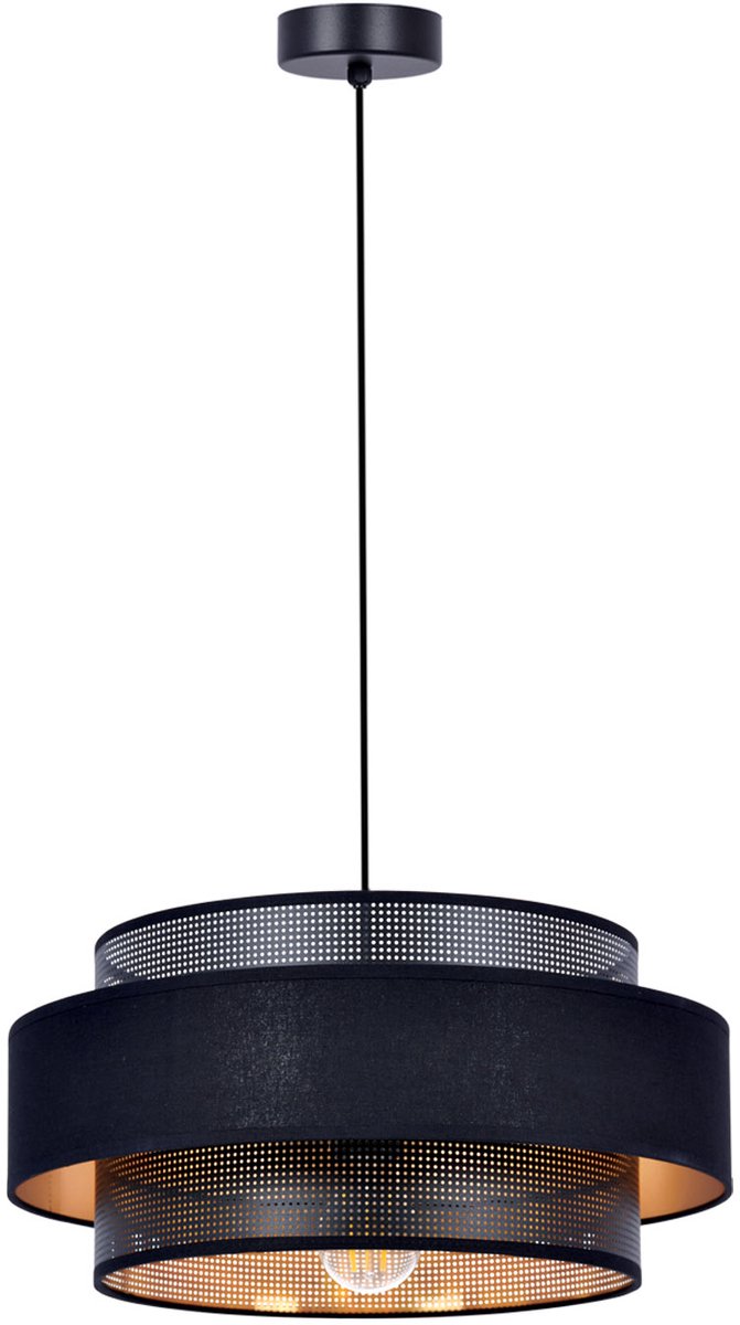 Moderne Zwarte Hanglamp met Gouden Accenten - Stijlvol Interieur