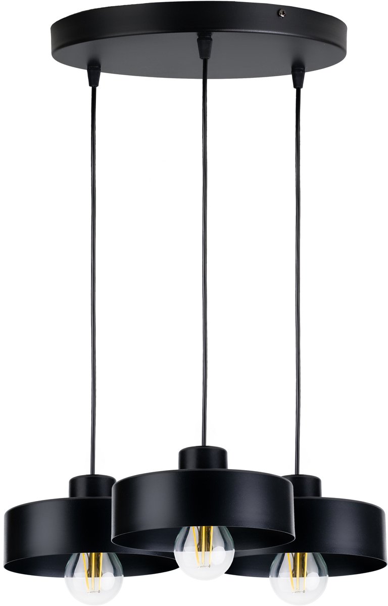 Hanglamp Kubus Zwart E27 3x60W Loft Stijl