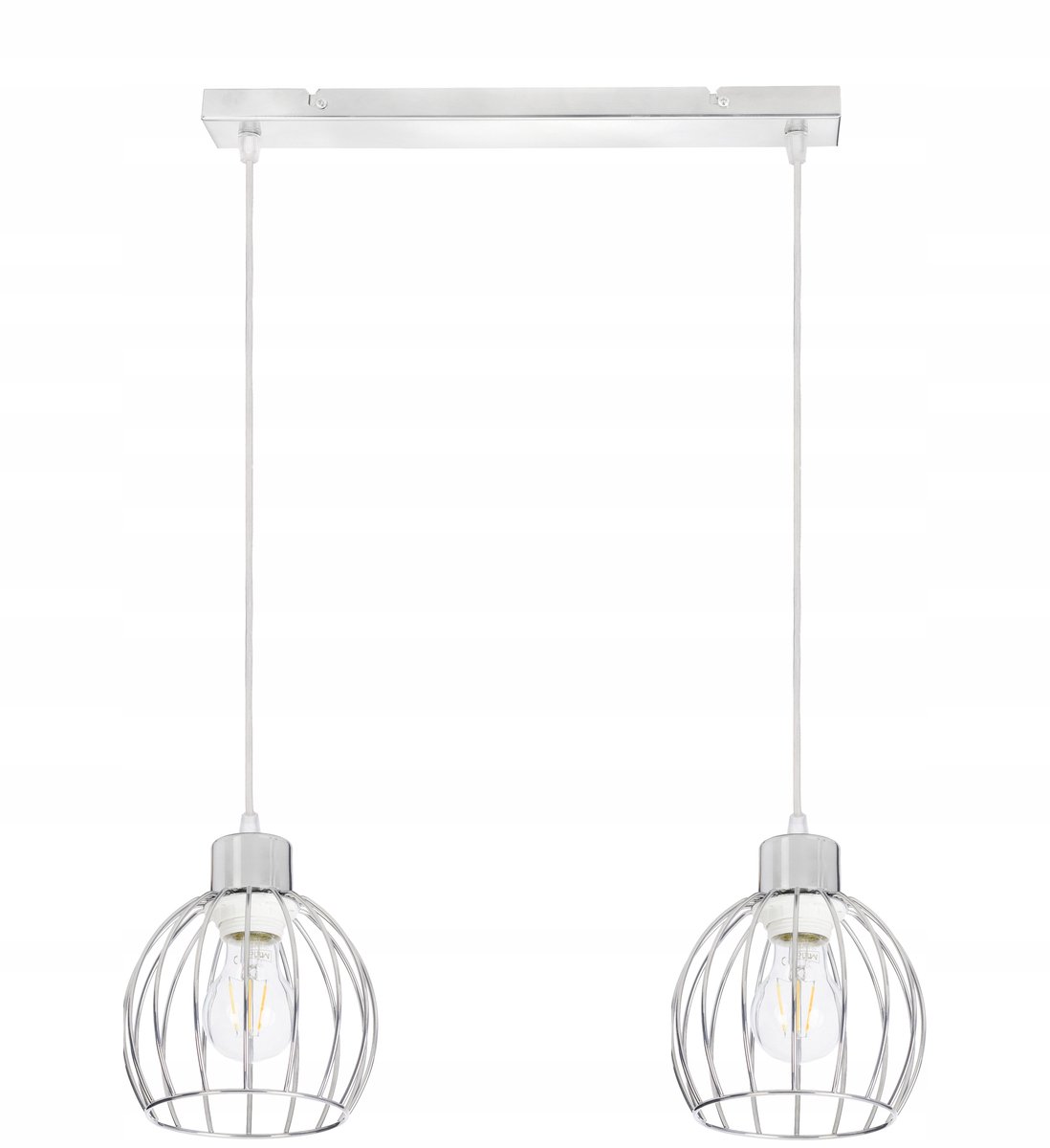 Loft Draad Hanglamp E27 Zilver Metaal 2x60W