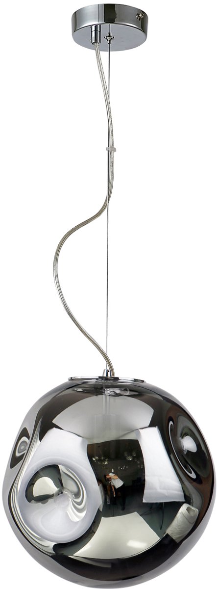 Italux Simao Hanglamp - 1xE27 - Chroom & Rookglas