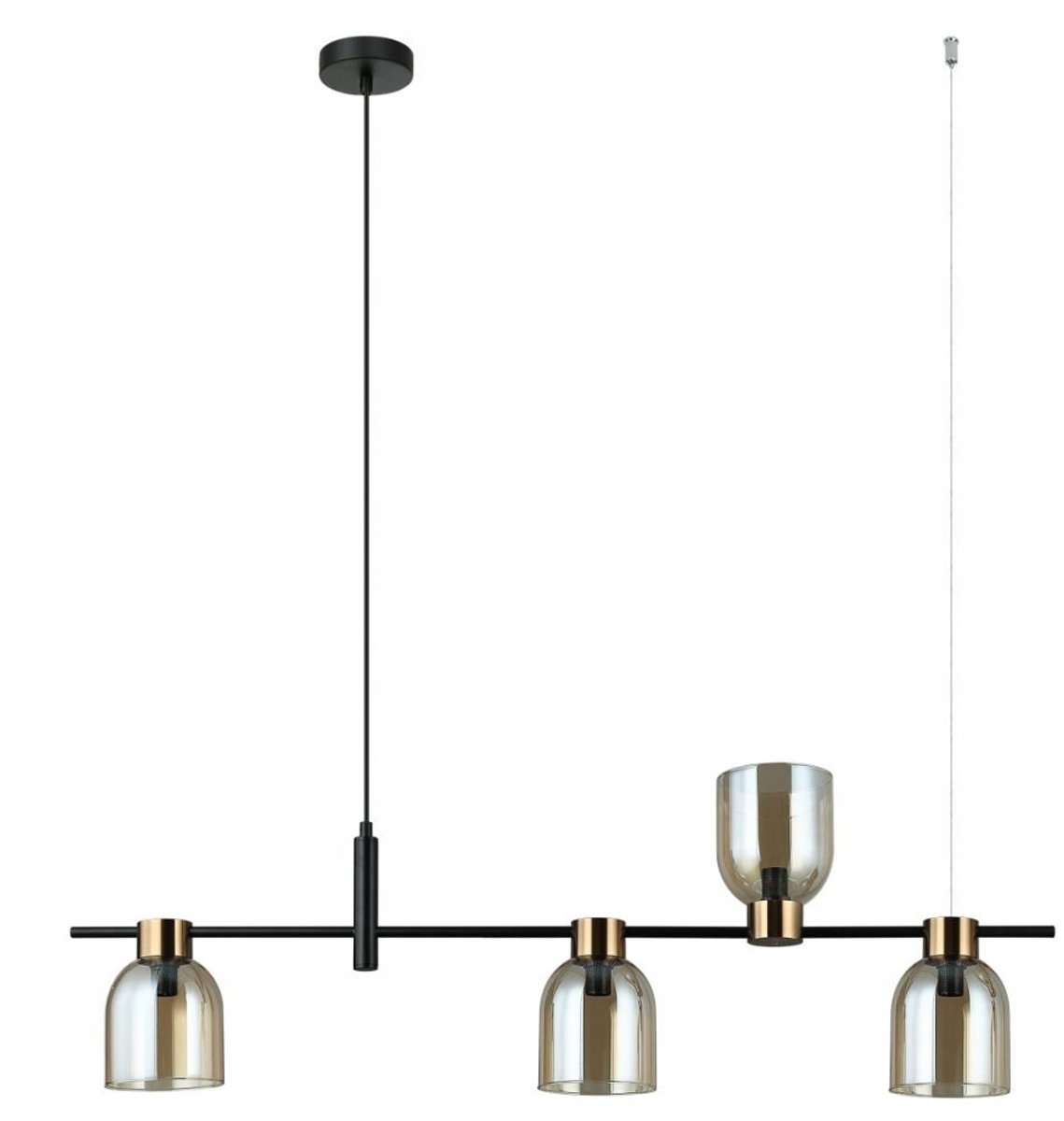 SERVIO Hanglamp Zwart Amber Glas E14 4x40W - Modern Design