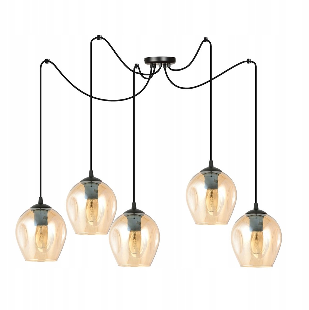 LEVEL 5 Hanglamp Miodowy Glas Zwart 15W E27 - Stijlvolle Verlichting