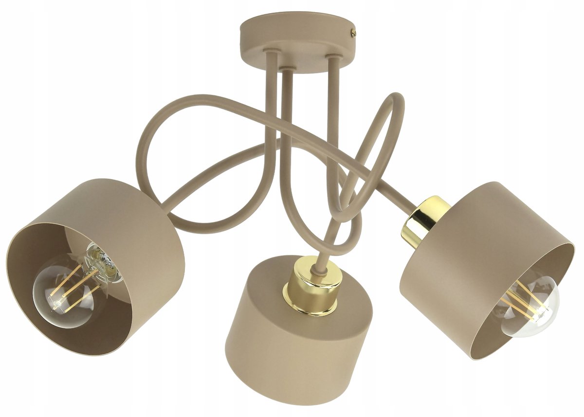 Beige Plafondlamp met Goudkleurig Accent - E27 Fitting