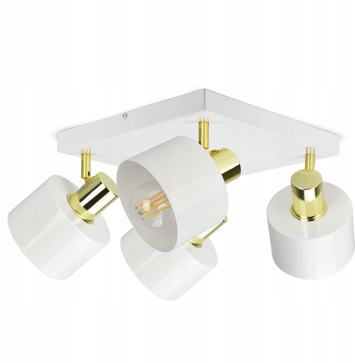 Luxe Plafondlamp Spot Wit Goud E27 4x60W Metaal