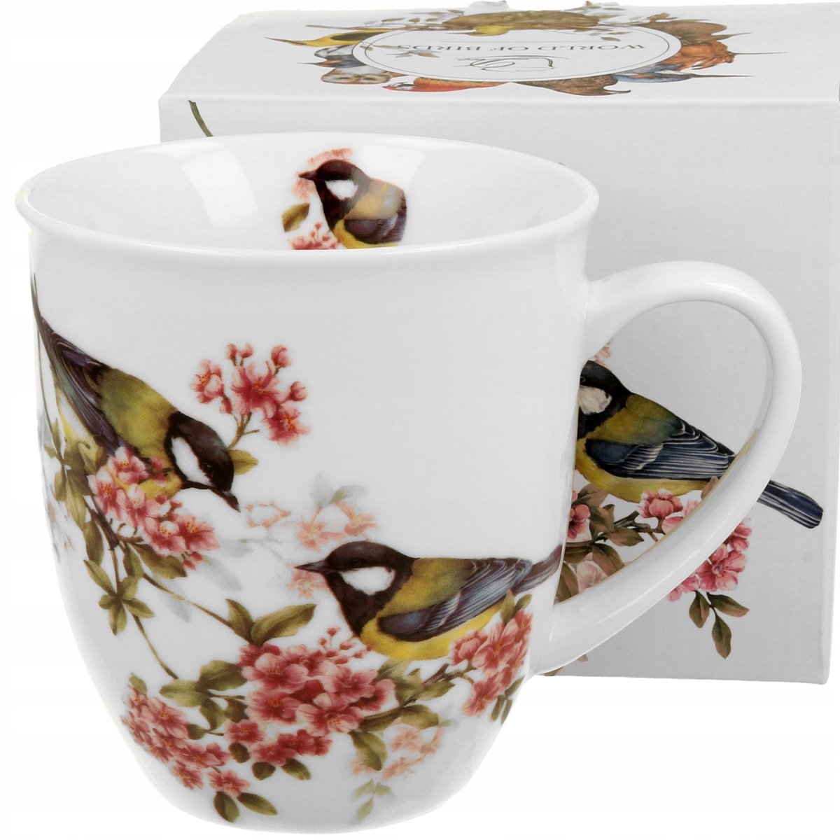 Porseleinen mok 650 ml - Vogelwereld Mezen Duo