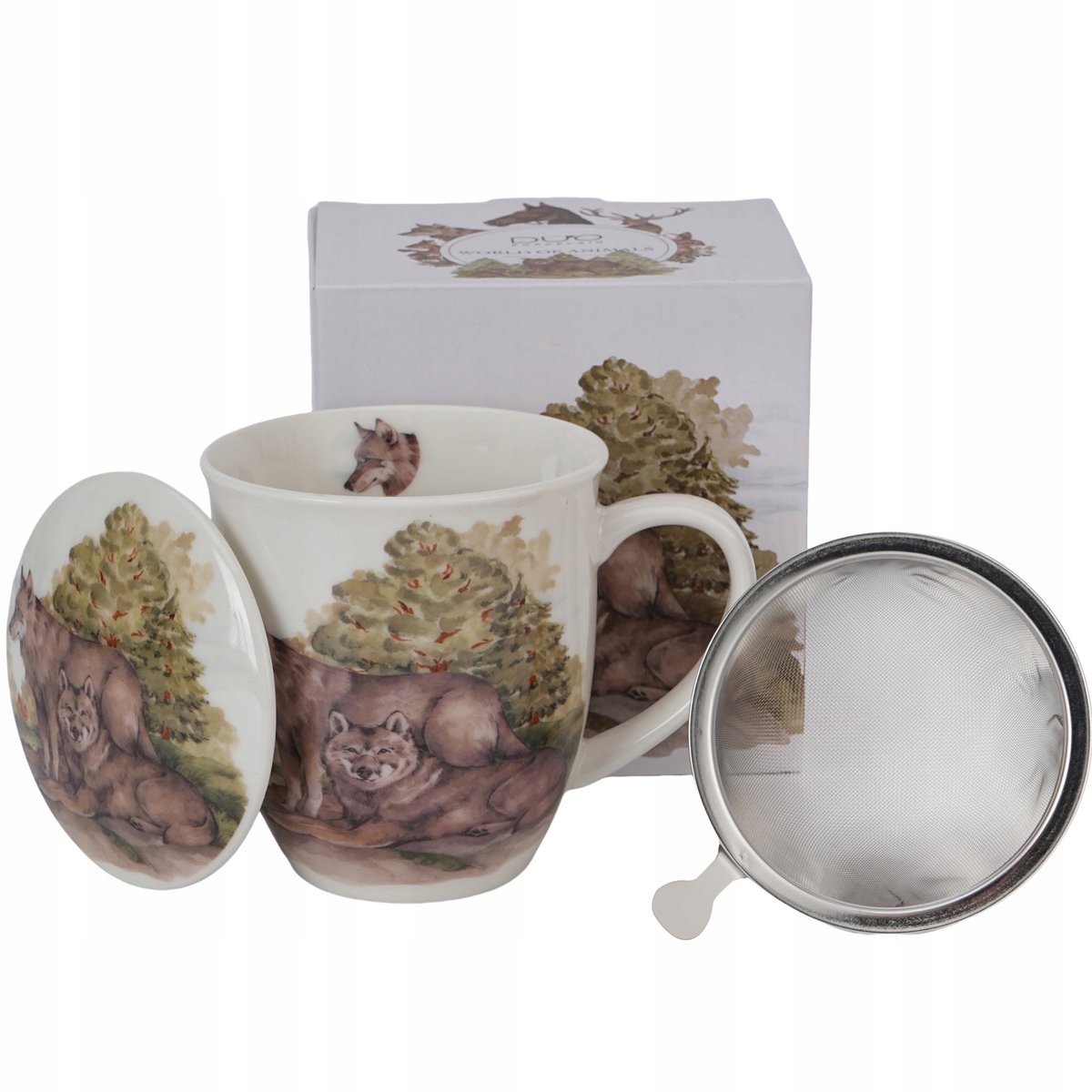 Duo Mok met Infuser & Deksel - Wilde Wolven, 400ml