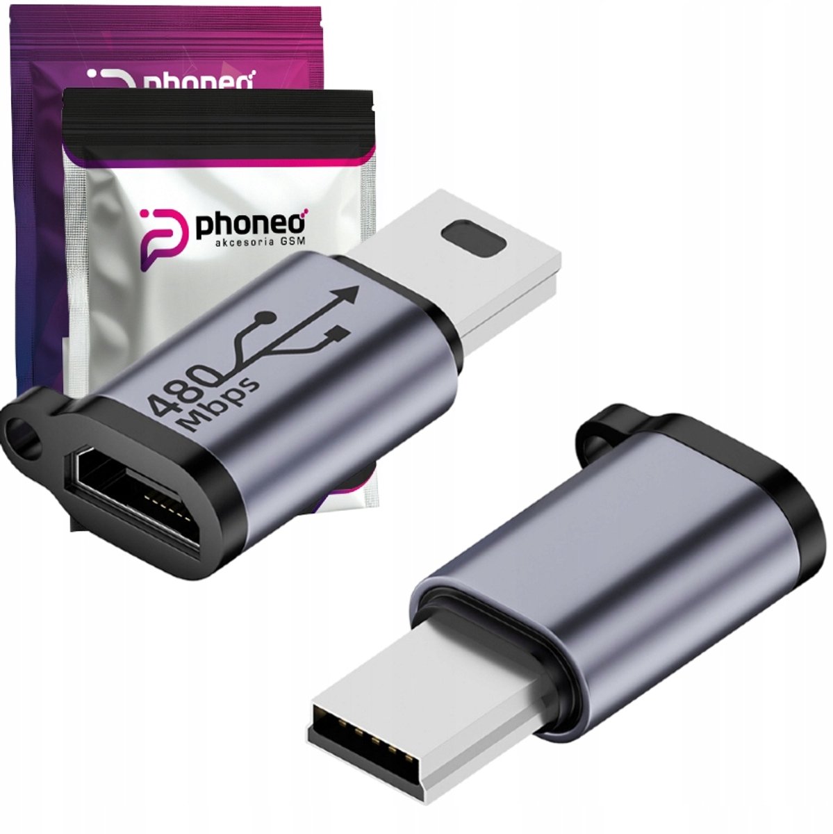 Adapter Micro USB naar Mini USB 18W 480Mbps - Snelle data en opladen