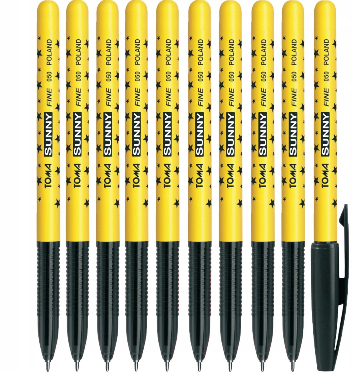 Toma Sunny Fine 0.7mm Zwarte Pennen met Starren - Set van 10